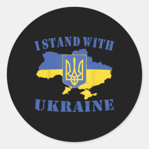 Sticker Rond Chemise Ukraine Je suis avec l'Ukraine Drapeau ukr