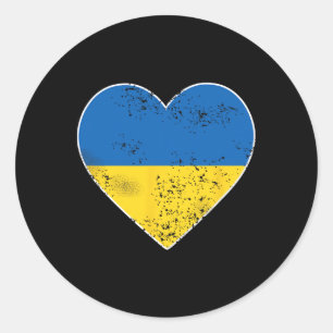 Sticker Rond Chemise Ukraine Pour Hommes Femmes Grand Cœur Drap