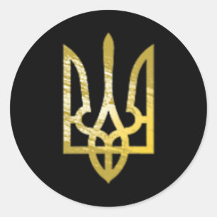 Sticker Rond Chemise Ukraine Trident Tryzub Zelensky Militaire