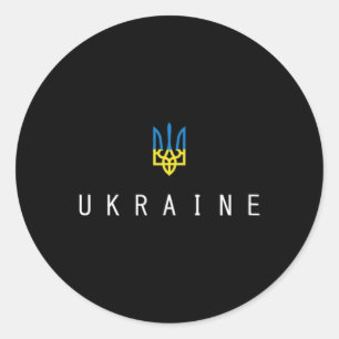 Sticker Rond Chemise Ukraine Ukrainien Tryzub Drapeau Trident M