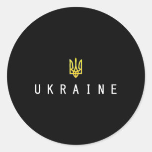 Sticker Rond Chemise Ukraine Ukrainien Tryzub Trident Patriotiq