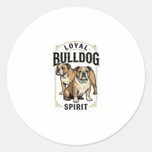 Sticker Rond Chemise Vintage Bulldog Twin Bulldogs Gravure Tee_