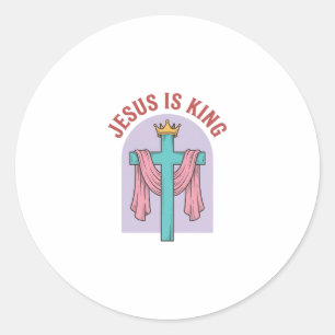 Sticker Rond Chemise Vintage Christian T-Shir Croix Couronne Jé