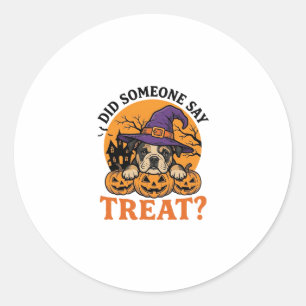 Sticker Rond Chemise Vintage de Chien de Sorcière de Bulldog d'