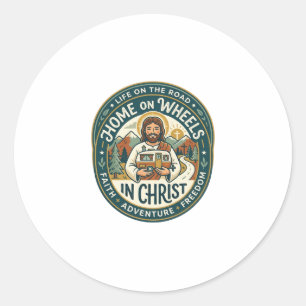 Sticker Rond Chemise vintage de la vie de campeur RV Jésus Grap