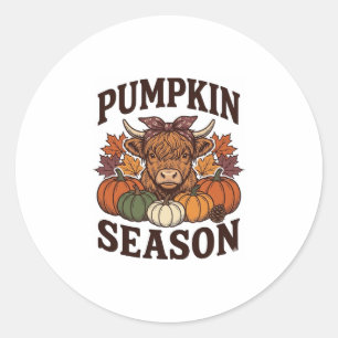 Sticker Rond Chemise vintage de saison de citrouille de vache h