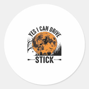Sticker Rond Chemise Vintage de Sorcière Drôle d'Halloween Driv