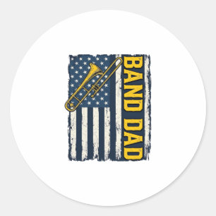 Sticker Rond Chemise vintage drapeau américain trombone papa gr