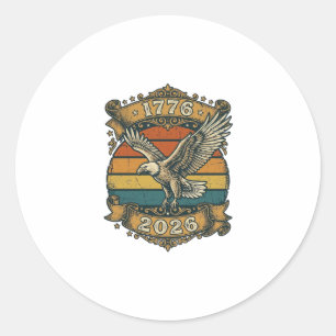 Sticker Rond Chemise Vintage Eagle 1776 2026 Patriotique Rétro