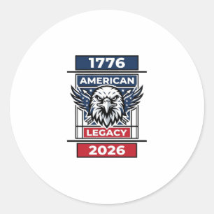 Sticker Rond Chemise Vintage Eagle 1776 2026 Typographie Patrio