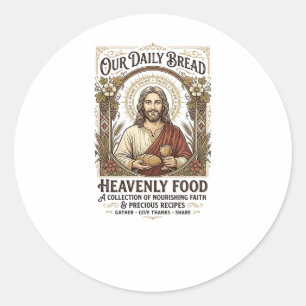 Sticker Rond Chemise Vintage Esthétique Carte de Recette de Liv