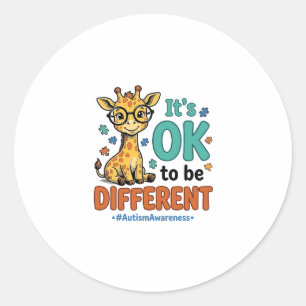 Sticker Rond Chemise vintage girafe différente de sensibilisati