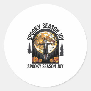 Sticker Rond Chemise vintage Halloween avec Scarecrow Moon Art_