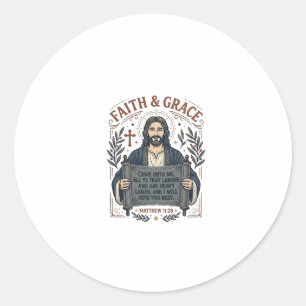 Sticker Rond Chemise vintage Jésus Croix Point de broderie Grap