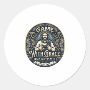 Sticker Rond Chemise Vintage Jesus Pickleball Graphique Chrétie