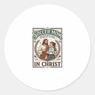 Sticker Rond Chemise Vintage Jésus Volleyball Softball Football