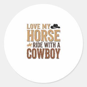 Sticker Rond Chemise Vintage Western Cheval et Citation de Cowb