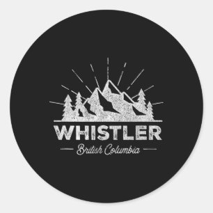 Sticker Rond Chemise Whistler Colombie-Britannique Vintage Ski