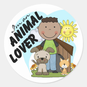 Sticker Rond Chemises Amoureux des animaux afro-américaines pou
