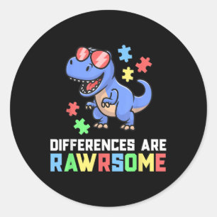 Sticker Rond Chemises Autisme Pour Les Garçons Dinosaur Trex Se