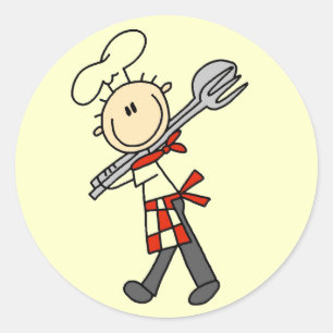 Sticker Rond Chemises avec pinces à salade pour chef et cadeaux