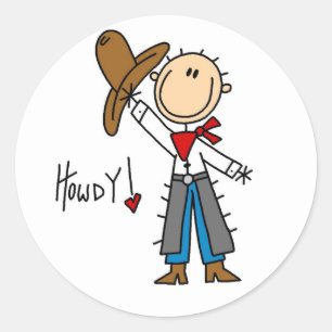 Sticker Rond Chemises Cowboy Howdy et Cadeaux