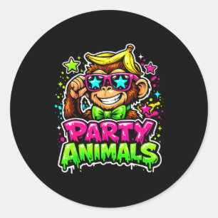 Sticker Rond Chemises de baseball pour animaux de fête singe dr