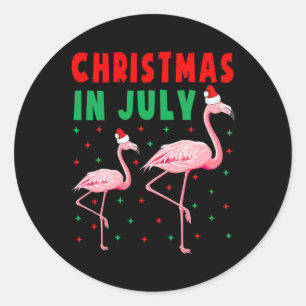 Sticker Rond Chemises de flamingo de Noël en juillet Flamingo r