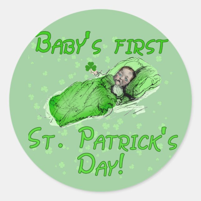 Sticker Rond Chemises de la première Saint Patrick pour bébé (Devant)