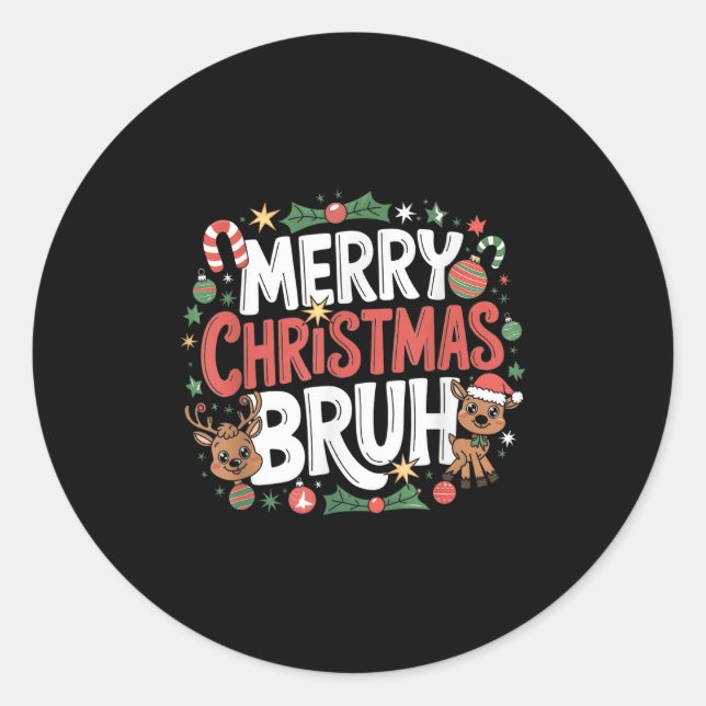 Sticker Rond Chemises de Noël Pour Enfants Garçons Femmes Joyeu (Devant)