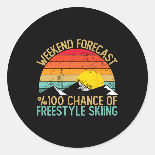 Sticker Rond Chemises de ski Freestyle de prévision de week-end (Devant)