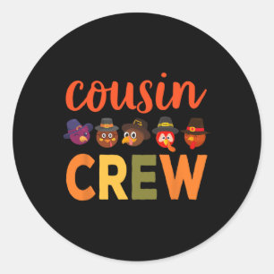 Sticker Rond Chemises de Thanksgiving pour garçons cousins donn