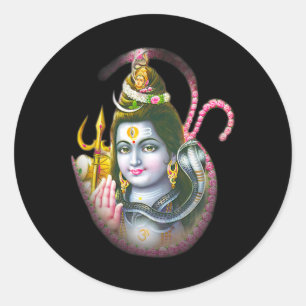 Sticker Rond Chemises de yoga Dieu hindou spirituel Krishna Méd
