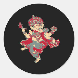 Sticker Rond Chemises de yoga spirituelles Dieu hindou Ganesha 