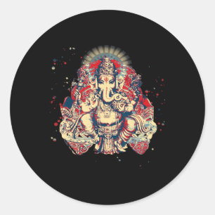 Sticker Rond Chemises de yoga spirituelles Dieu hindou Ganesha
