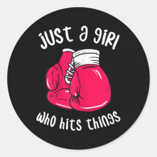 Sticker Rond Chemises drôles de boxe pour femmes Cadeaux pour b