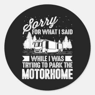 Sticker Rond Chemises drôles de camping en camping-car pour hom