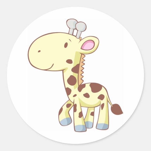 Sticker Rond Chemises en Giraffe Bébé en Cartoon mignonne (Devant)