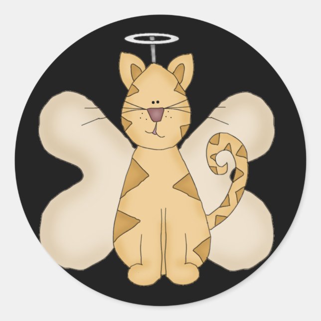 Sticker Rond Chemises et cadeaux Angel Cat (Devant)