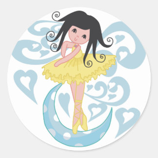 Sticker Rond Chemises et cadeaux Black Hair Ballerina