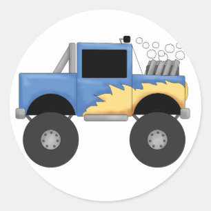 Sticker Rond Chemises et cadeaux Blue Monster Truck