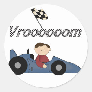Sticker Rond Chemises et cadeaux Blue Race Car