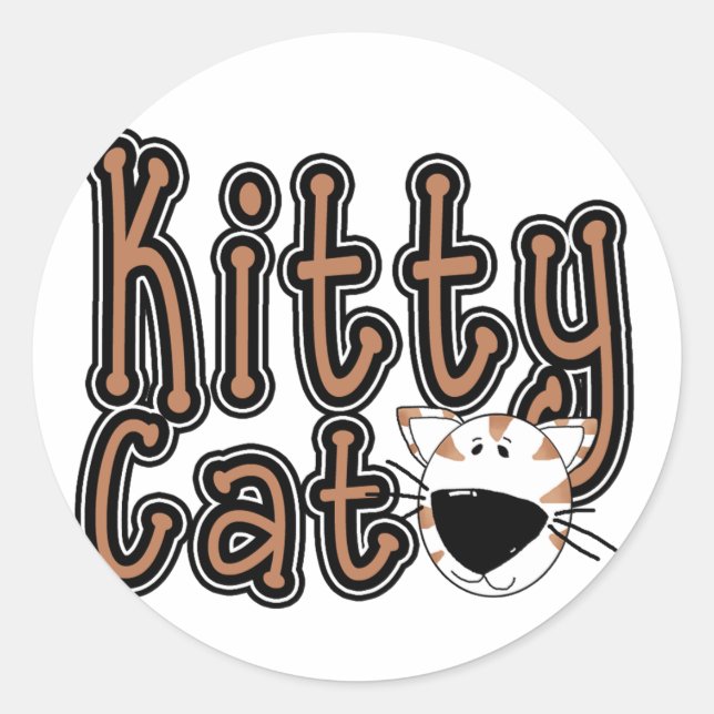 Sticker Rond Chemises et cadeaux Cute Kitty Cat (Devant)