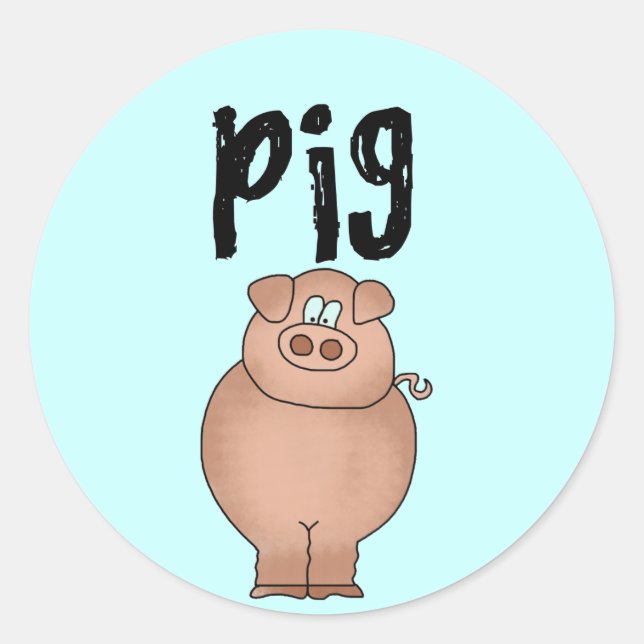 Sticker Rond Chemises et cadeaux d'animaux de ferme de porc (Devant)