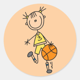 Sticker Rond Chemises et cadeaux de basket-ball pour filles en