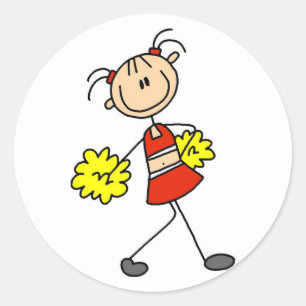 Sticker Rond Chemises et Cadeaux de Cheerleading à Figurine Bât