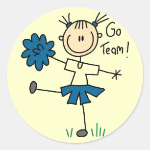 Sticker Rond Chemises et Cadeaux de Cheerleading Blue Go Team