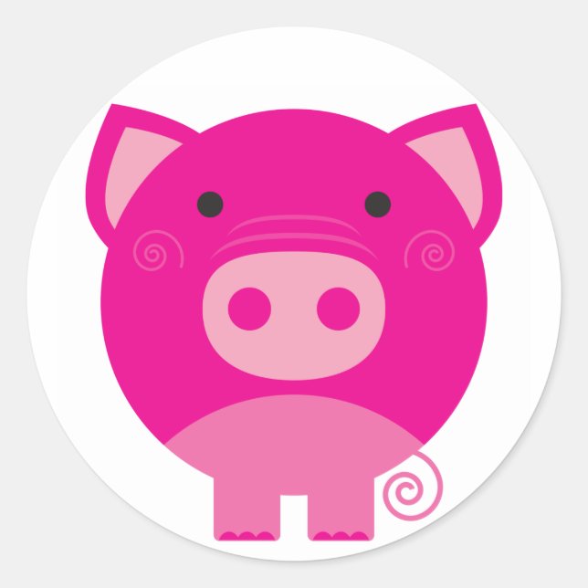 Sticker Rond Chemises et cadeaux de cochon roses (Devant)