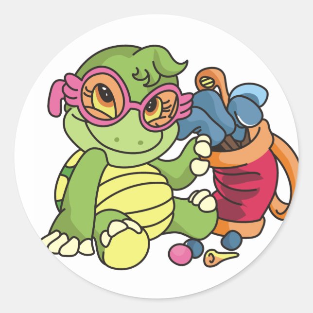 Sticker Rond Chemises et cadeaux de golf de tortue (Devant)