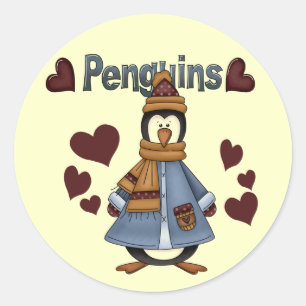 Sticker Rond Chemises et cadeaux de manchots d'hiver